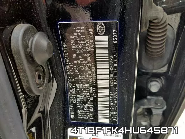 4T1BF1FK4HU645871 фото 2