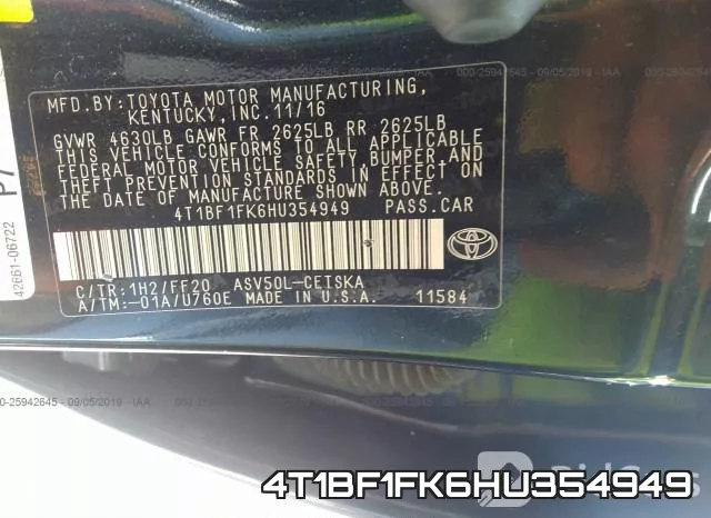 4T1BF1FK6HU354949 фото 10