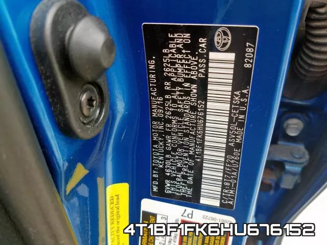 4T1BF1FK6HU676152 фото 2