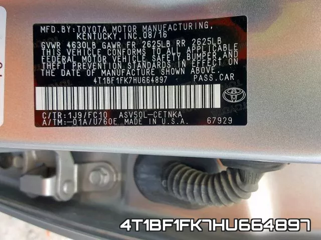 4T1BF1FK7HU664897 фото 2