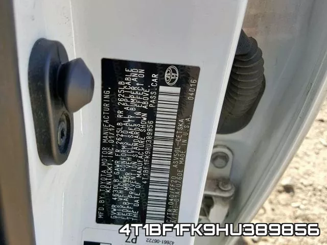 4T1BF1FK9HU389856 фото 2