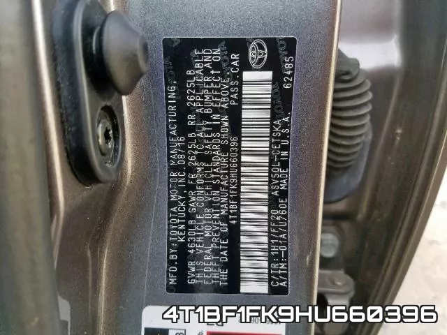 4T1BF1FK9HU660396 фото 2