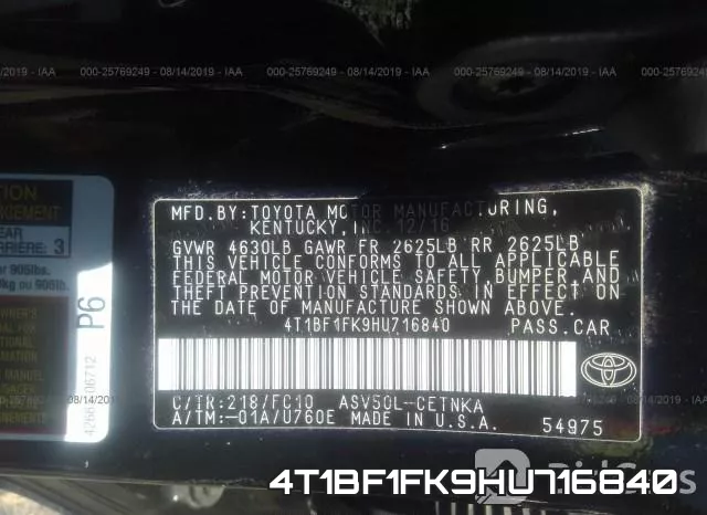 4T1BF1FK9HU716840 фото 10