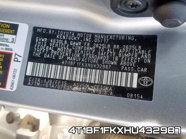 4T1BF1FKXHU432987 фото 2