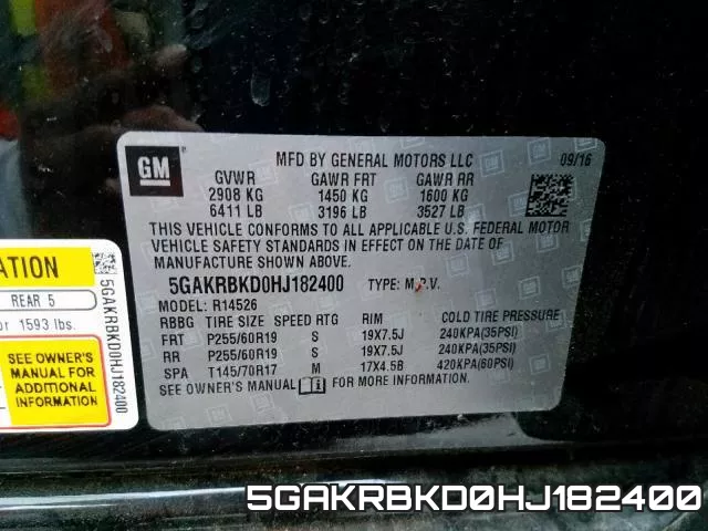 5GAKRBKD0HJ182400 фото 2