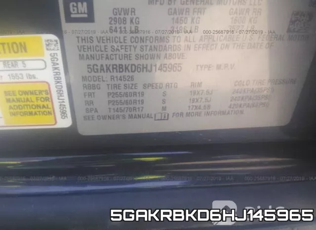 5GAKRBKD6HJ145965 фото 10