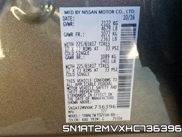 5N1AT2MVXHC736396 фото 2