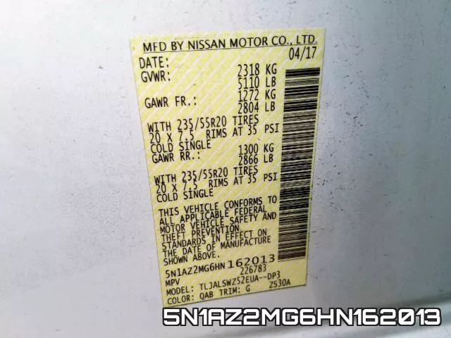 5N1AZ2MG6HN162013 фото 2