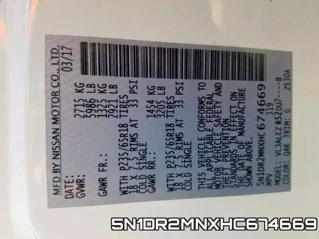 5N1DR2MNXHC674669 фото 2