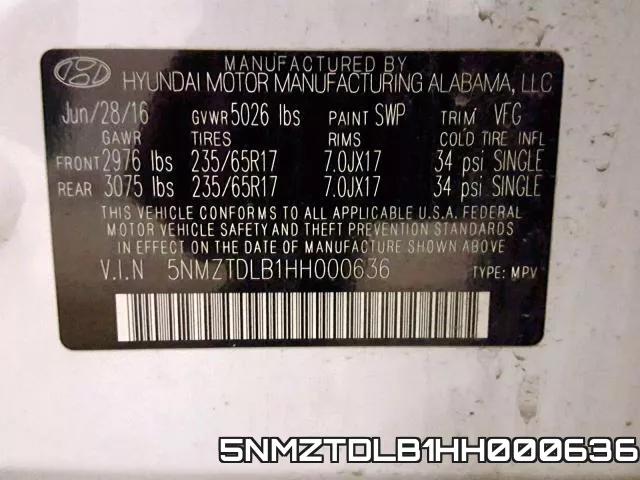 5NMZTDLB1HH000636 фото 2