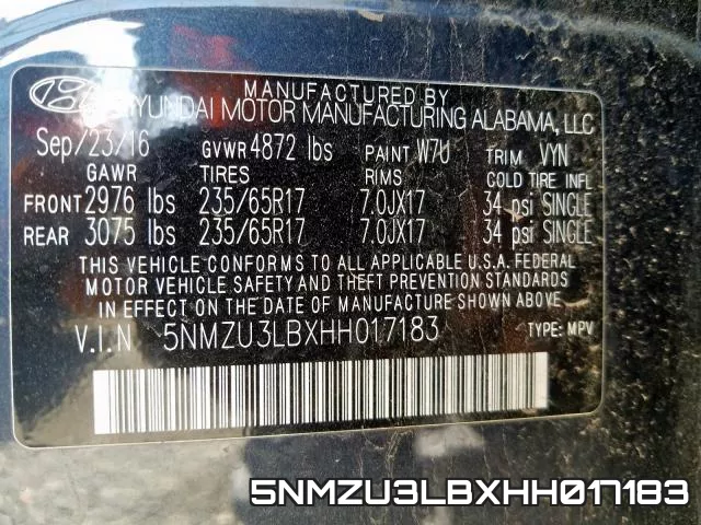 5NMZU3LBXHH017183 фото 2