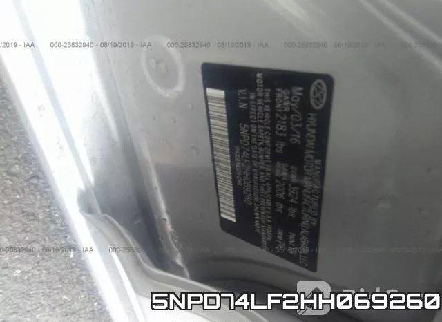 5NPD74LF2HH069260 фото 9