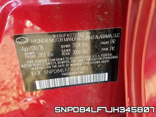 5NPD84LF7JH345807 фото 2