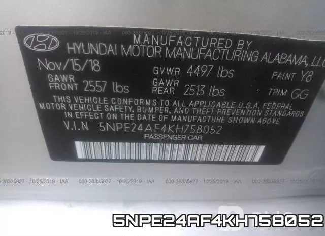 5NPE24AF4KH758052 фото 10
