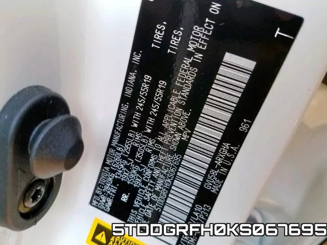 5TDDGRFH0KS067695 фото 2