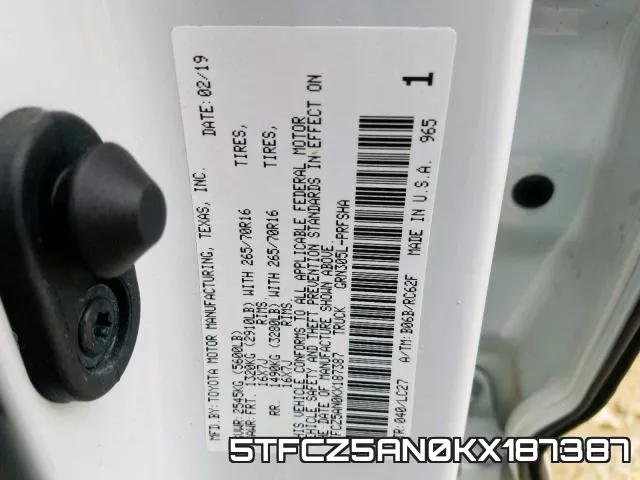 5TFCZ5AN0KX187387 фото 2