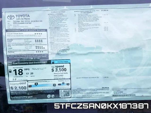 5TFCZ5AN0KX187387 фото 10