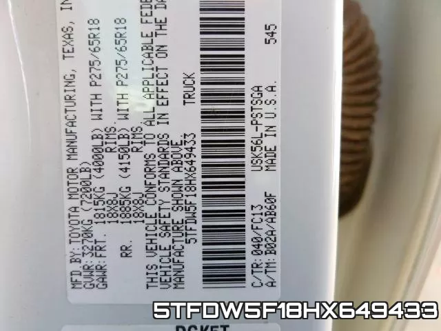 5TFDW5F18HX649433 фото 2