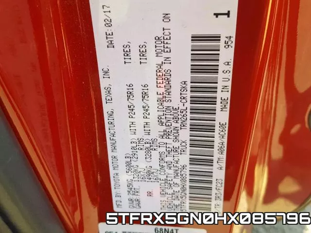 5TFRX5GN0HX085796 фото 2