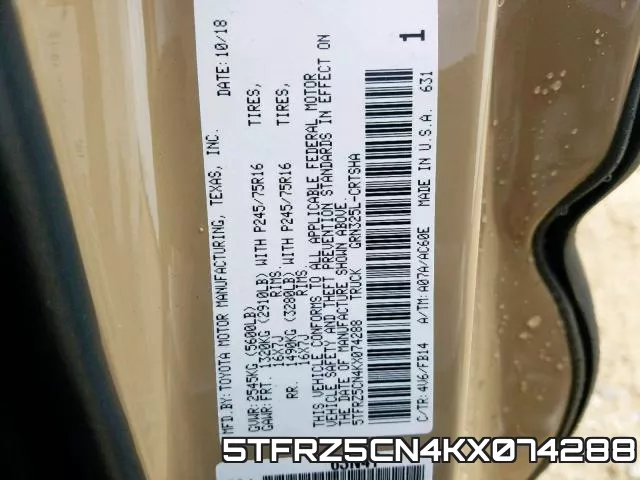 5TFRZ5CN4KX074288 фото 2