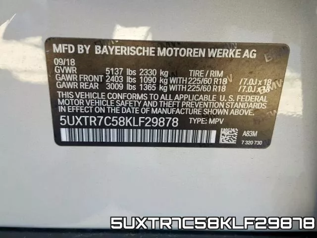 5UXTR7C58KLF29878 фото 2