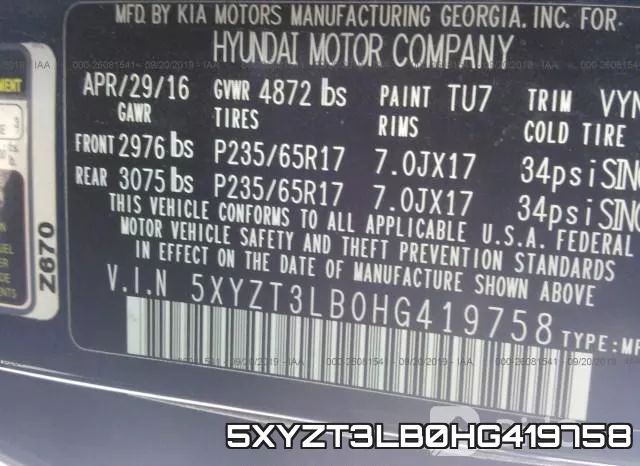 5XYZT3LB0HG419758 фото 10