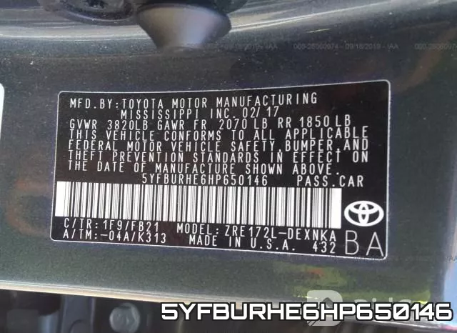 5YFBURHE6HP650146 фото 10