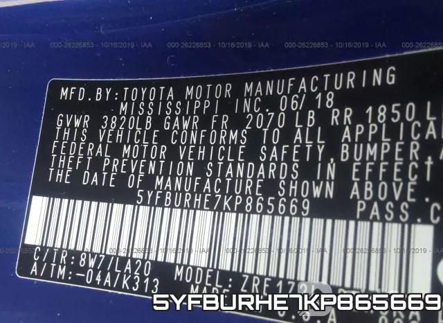 5YFBURHE7KP865669 фото 10