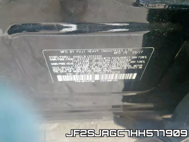 JF2SJAGC7HH577909 фото 2