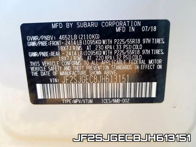 JF2SJGEC8JH613151 фото 2