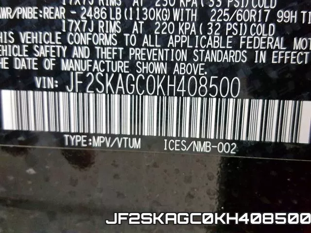 JF2SKAGC0KH408500 фото 2