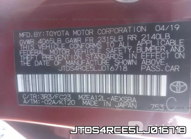 JTDS4RCE5LJ016718 фото 9