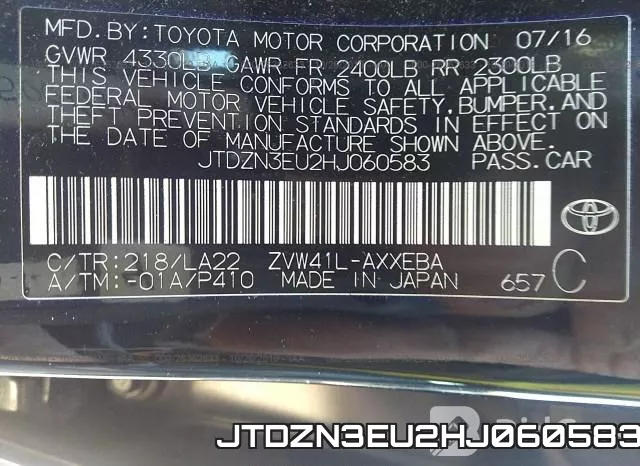 JTDZN3EU2HJ060583 фото 10