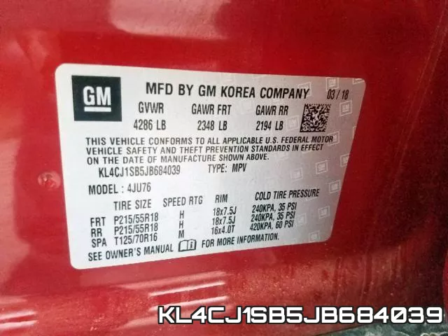 KL4CJ1SB5JB684039 фото 2