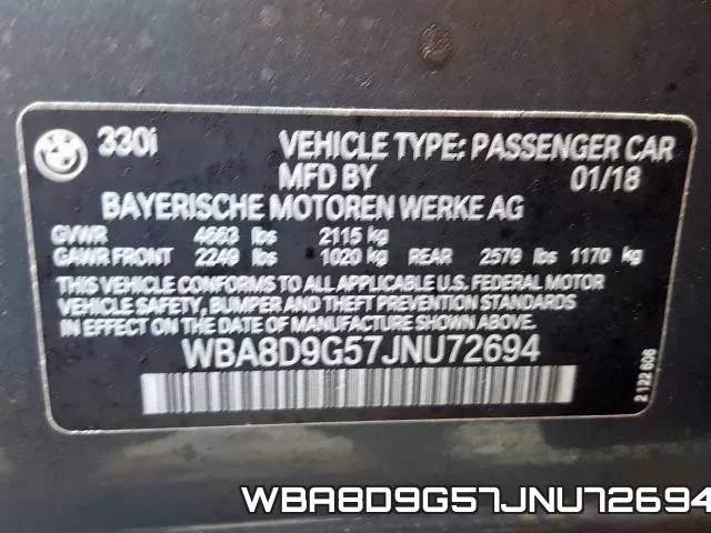 WBA8D9G57JNU72694 фото 2