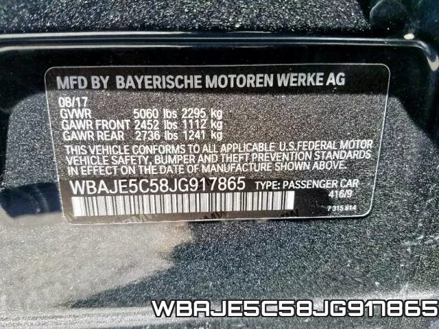 WBAJE5C58JG917865 фото 2