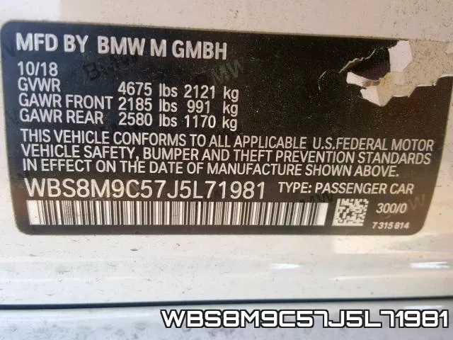 WBS8M9C57J5L71981 фото 2
