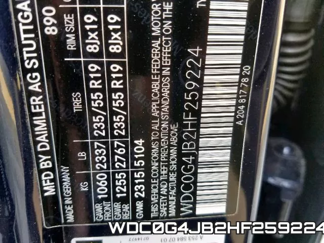 WDC0G4JB2HF259224 фото 2