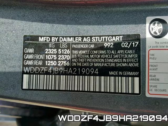 WDDZF4JB9HA219094 фото 2
