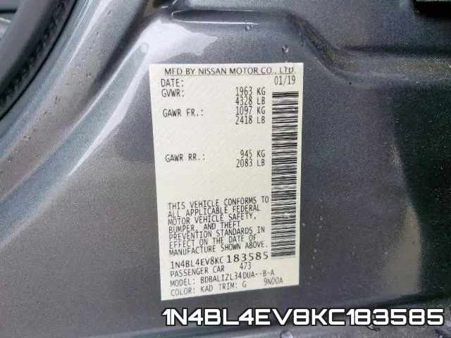 1N4BL4EV8KC183585 фото 2