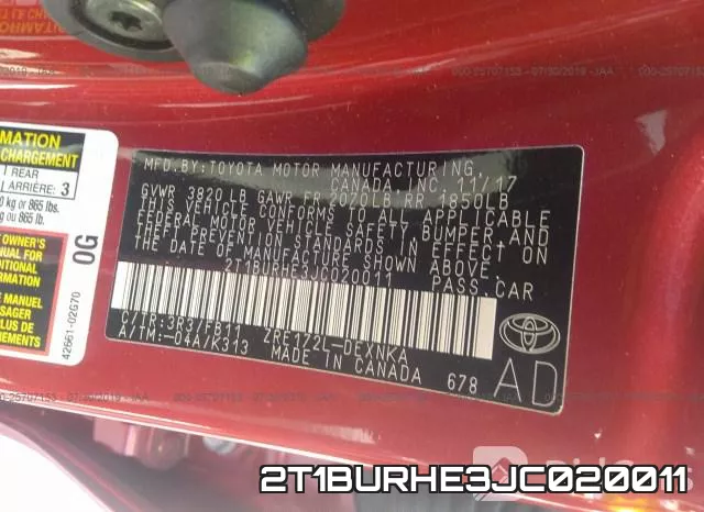2T1BURHE3JC020011 фото 10