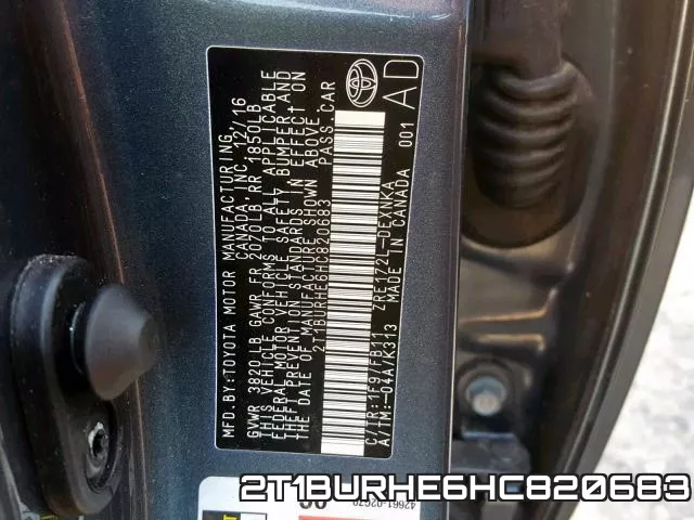2T1BURHE6HC820683 фото 2