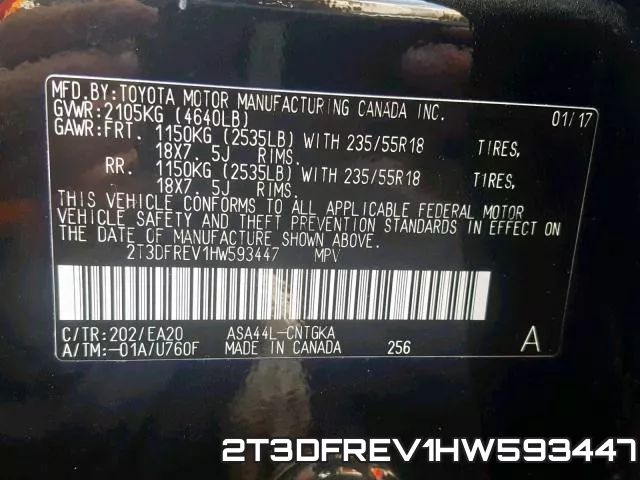 2T3DFREV1HW593447 фото 2