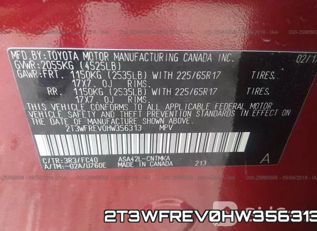 2T3WFREV0HW356313 фото 10