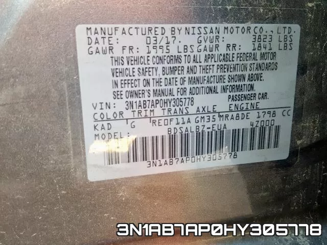 3N1AB7AP0HY305778 фото 2