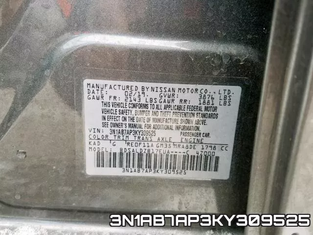 3N1AB7AP3KY309525 фото 2