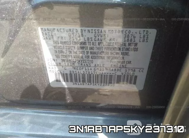 3N1AB7AP5KY237310 фото 10