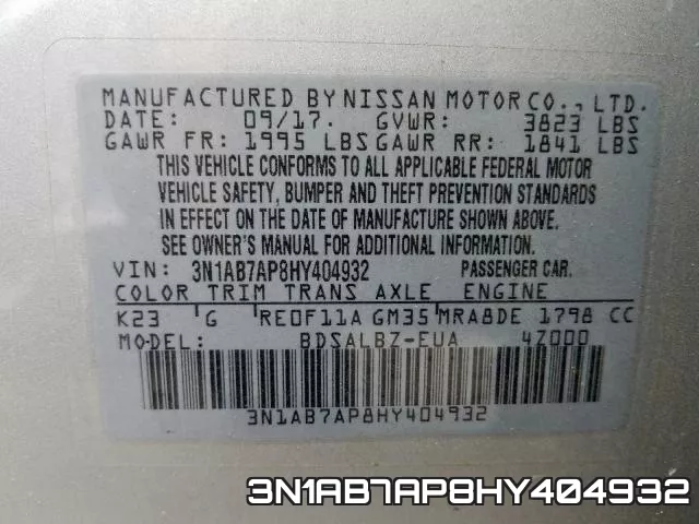 3N1AB7AP8HY404932 фото 2