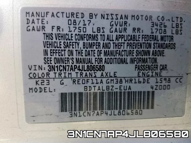 3N1CN7AP4JL806580 фото 2