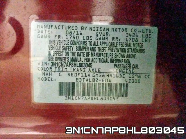3N1CN7AP8HL803045 фото 2